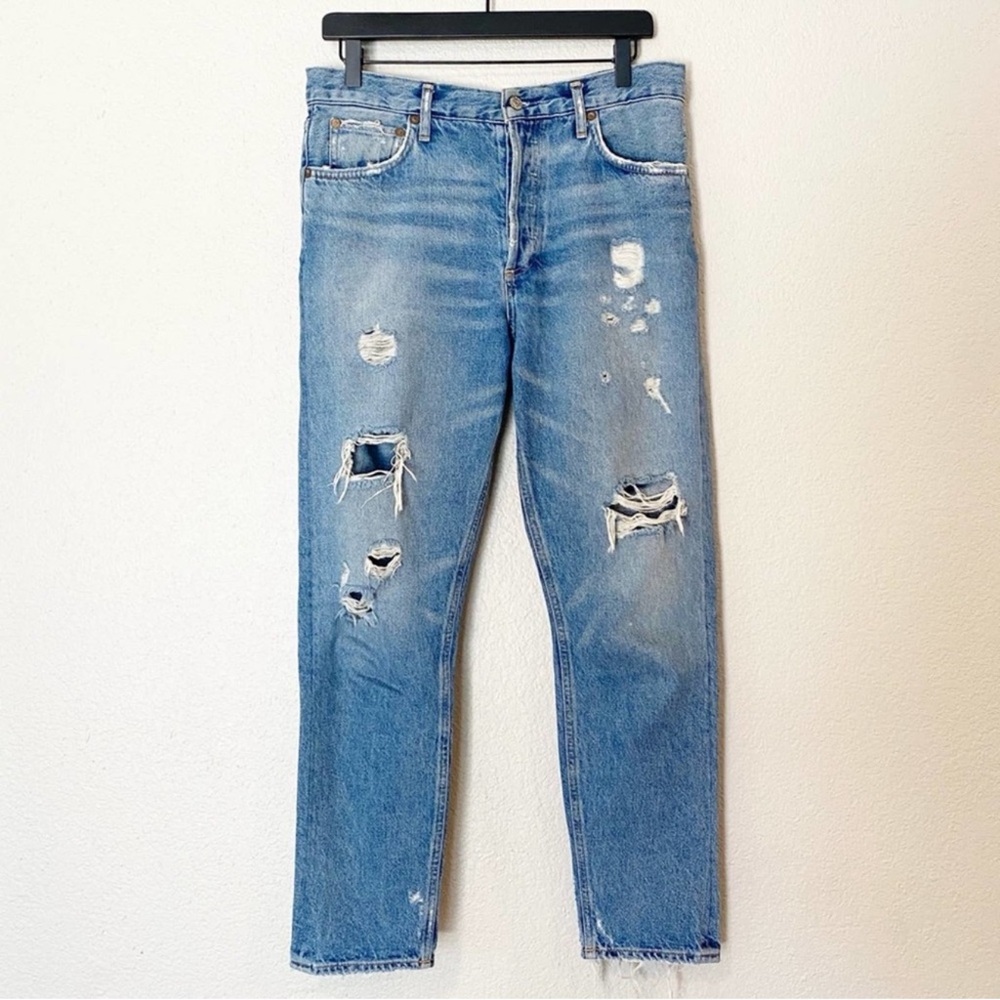 Agolde Jamie High Rise Classic Distressed Jeans Button Fly Size 28 - Picture 9 of 9